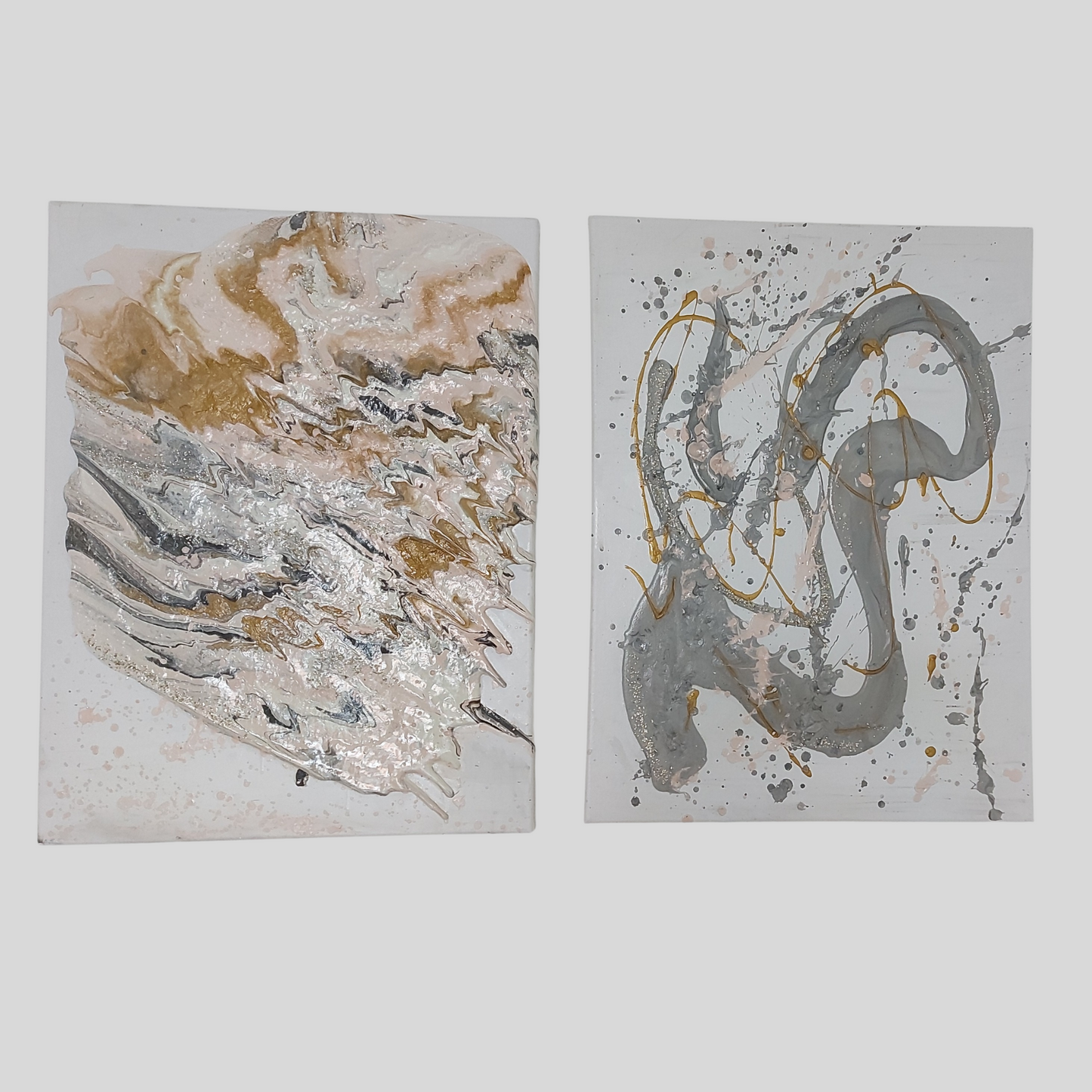 Dúo de Cuadros “Golden Flow & Silver Energy”