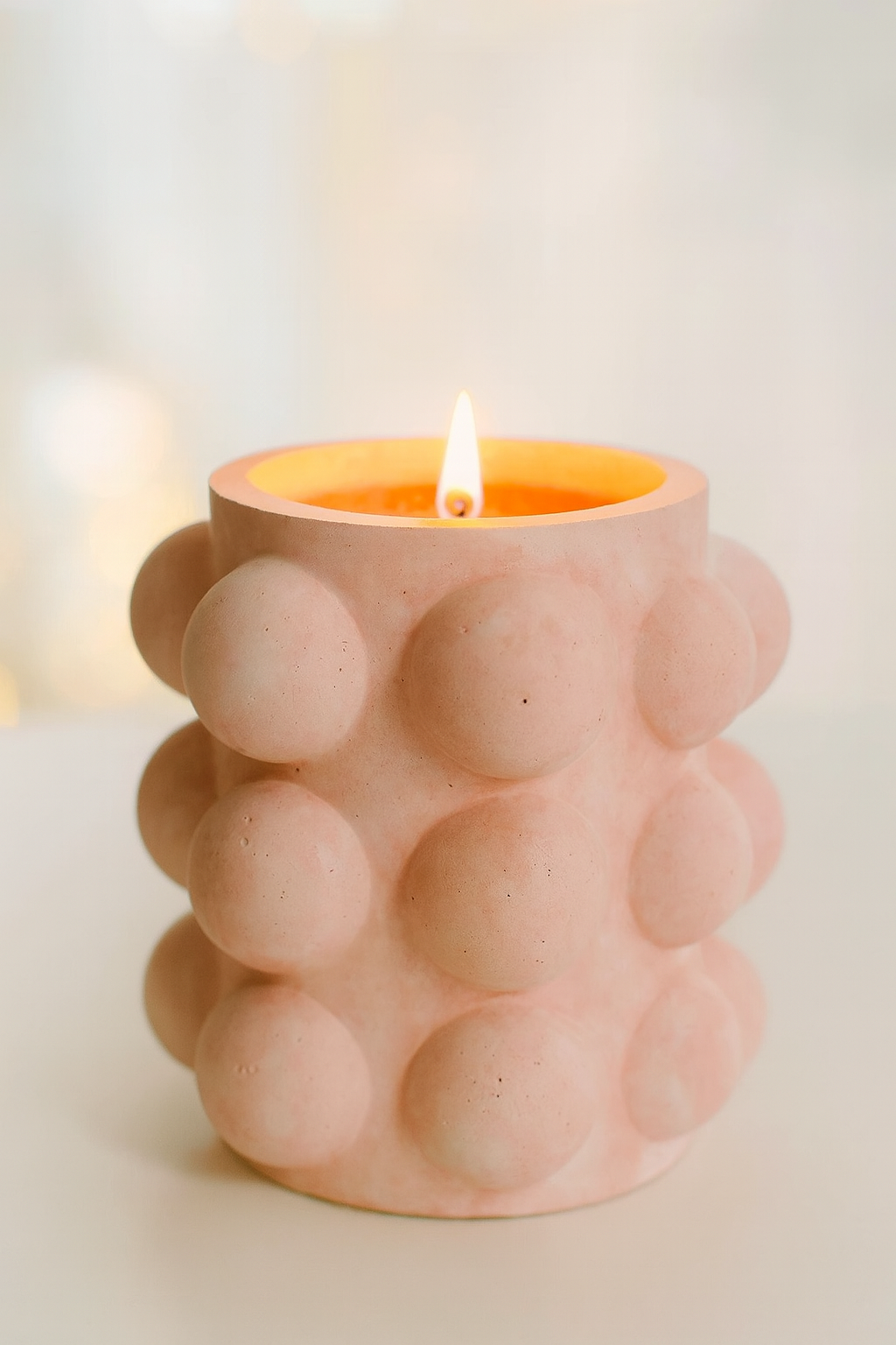 Vela Escultural en Concreto – Diseño Burbujas