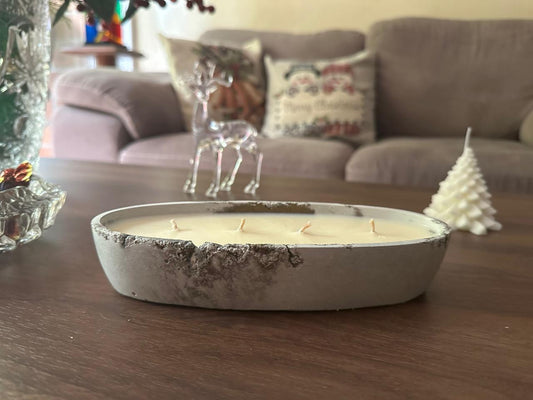 Vela oval de concreto aromática