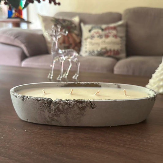 Vela oval de concreto aromática