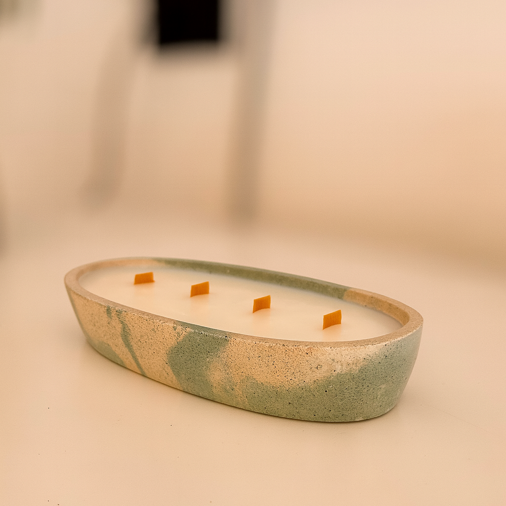 Vela oval de concreto aromática